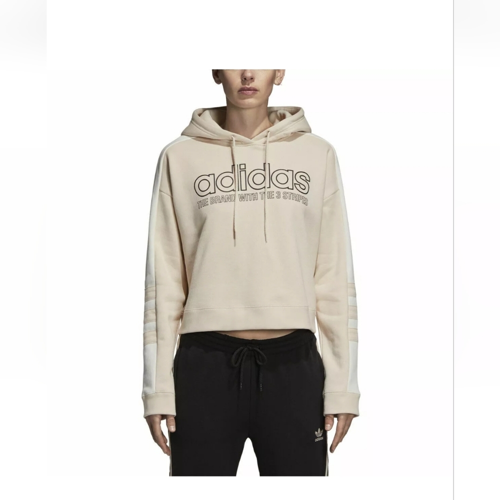 New Women ADIDAS Originals Cropped Sweatshirt Hoodie Women Sz M NWT